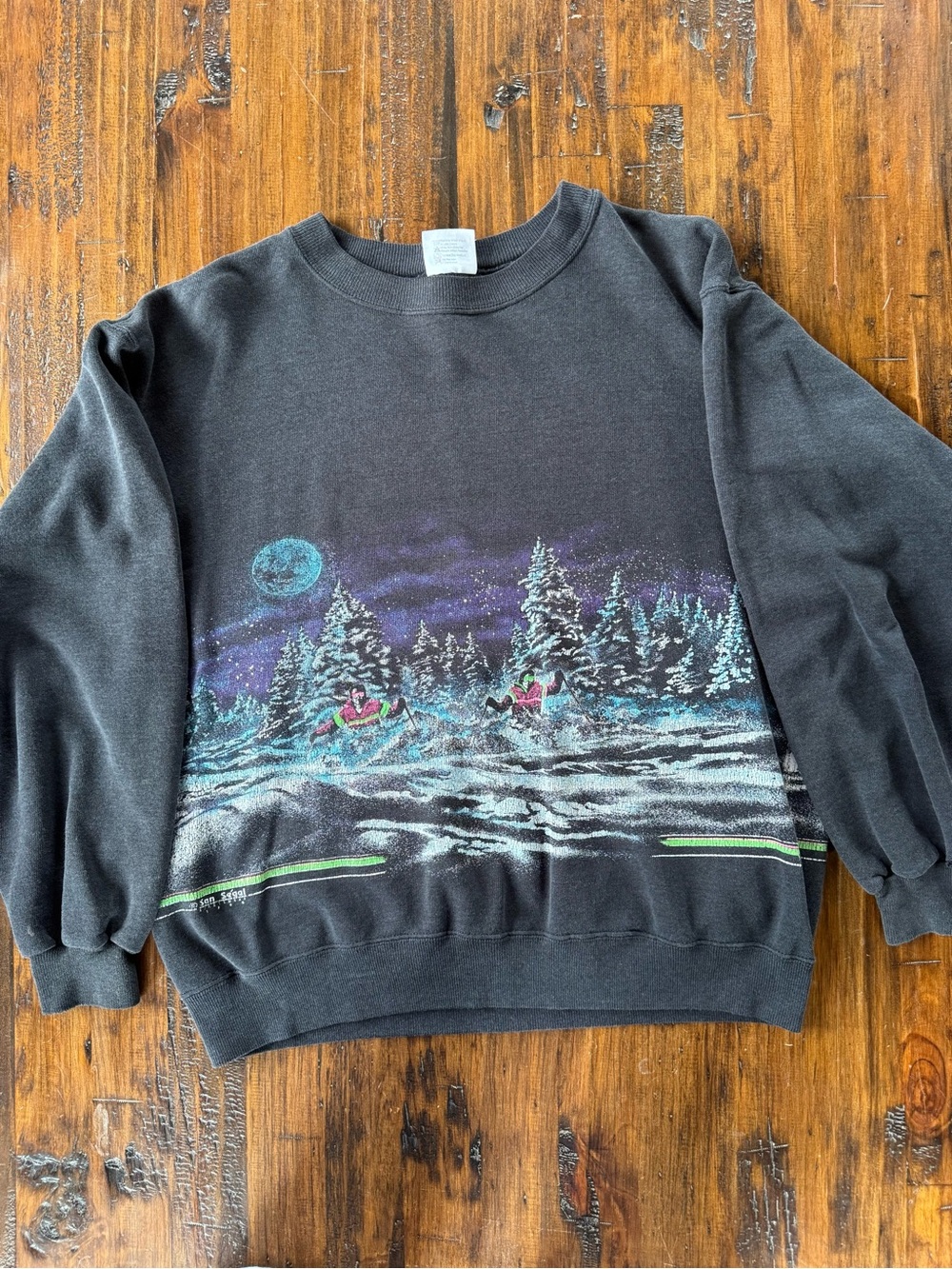 Hanes Grey Crewneck Sweater Ski Print